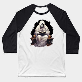 Ghost Reading a Grimoire Book Baseball T-Shirt